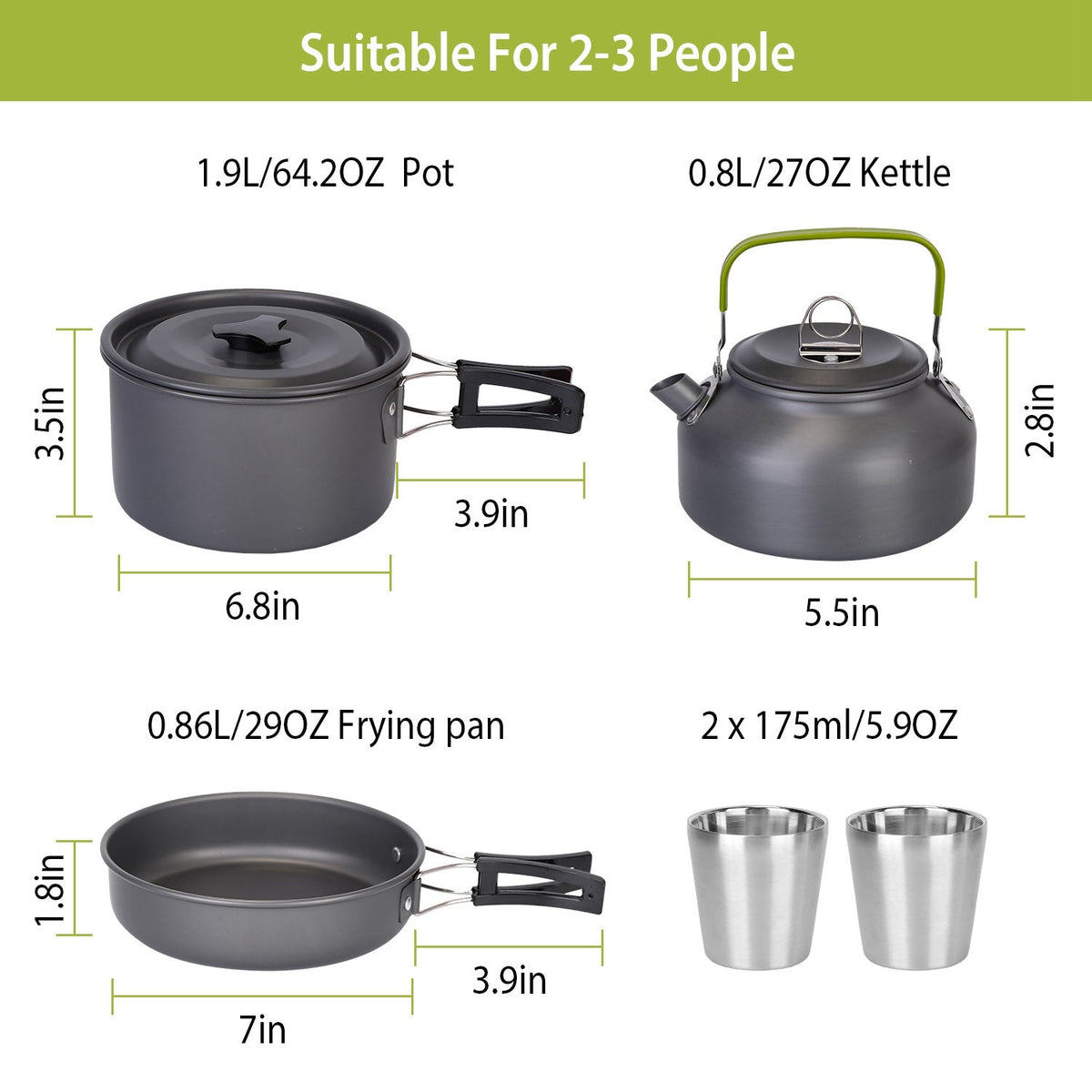 Virayee 12-Piece Camping Cookware Set